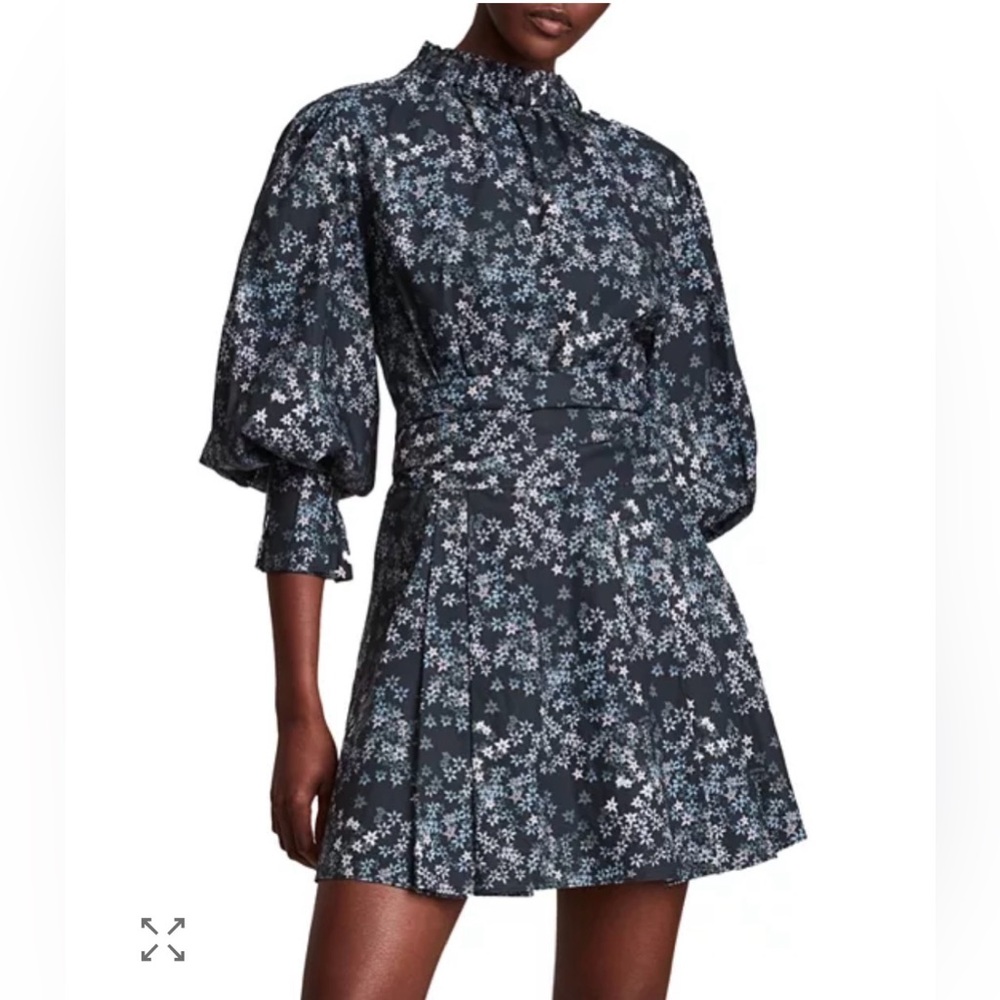 All Saints Black and Blue Floral Midi Dress - Picture 2 of 10